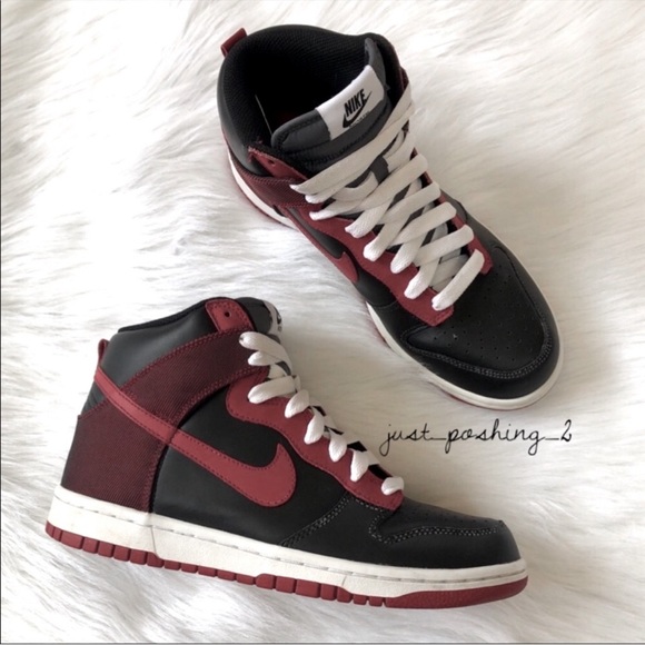 Nike Dunk Hi High Top Red & Black Sneakers